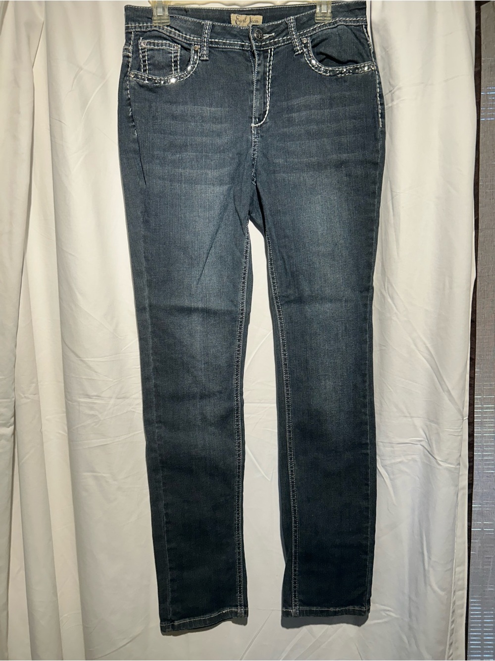 Earl Jean Size 10 Skinny Jeans Rhinestone Embellished Dark Wash Y2K
